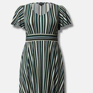 Torrid Womens Plus Midi Crepe Studio Knit Flutter Sleeve Dress size 2